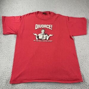 Vintage 90s Funny Divorce T Shirt Single Stitch Shirt Adult XL Red CHANGES Tag